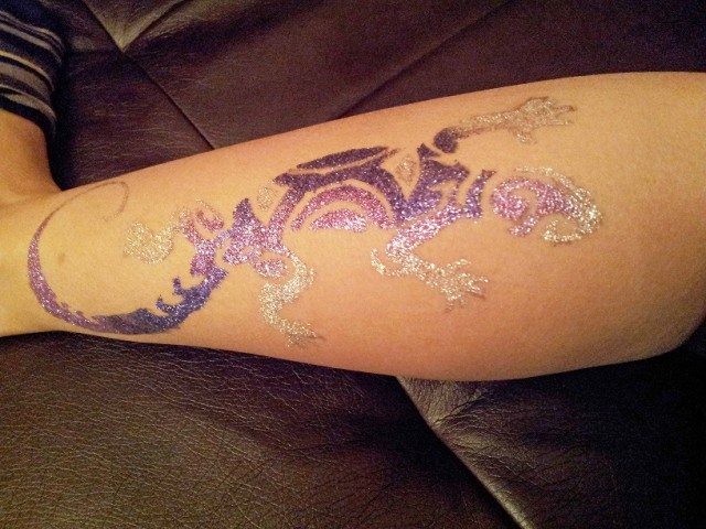Nice Glitter Salamander Tattoo On Arm