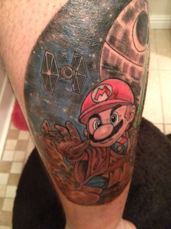 Nice Jedi Mario Tattoo On Forearm