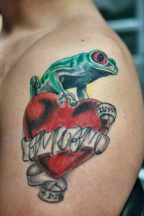 Nice Memorial Frog Tattoo For Mom