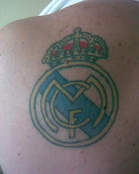 Nice Real Madrid Logo Tattoo On Back Shoulder
