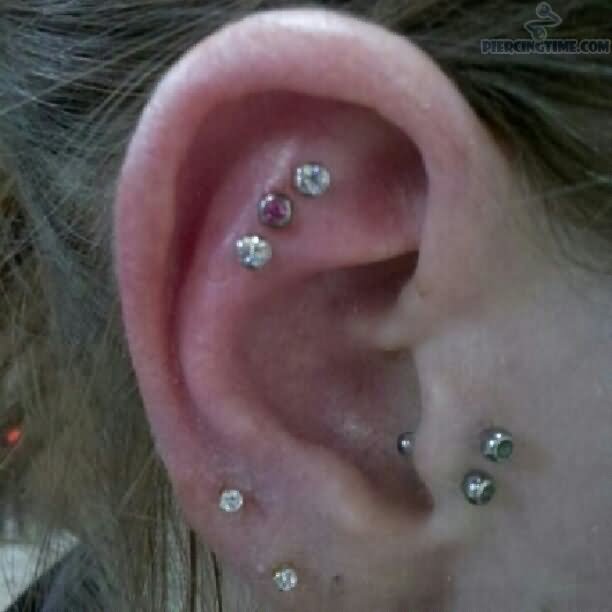 Nice Tragus And Outer Conch Piercing For Girls