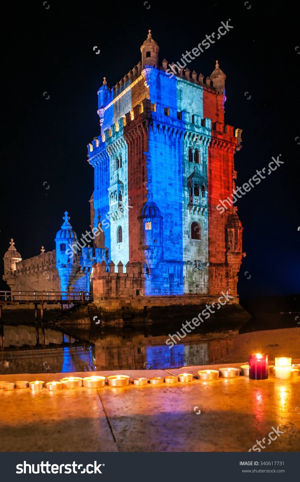 Night Light Show On Belem Tower In Portugal
