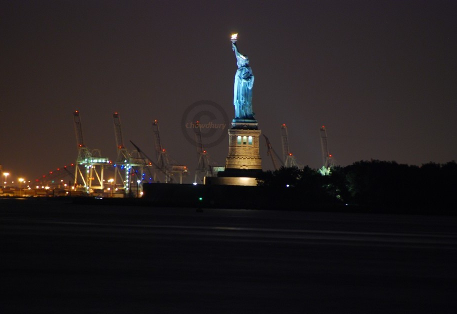 Night View Of Statue Of Liberty