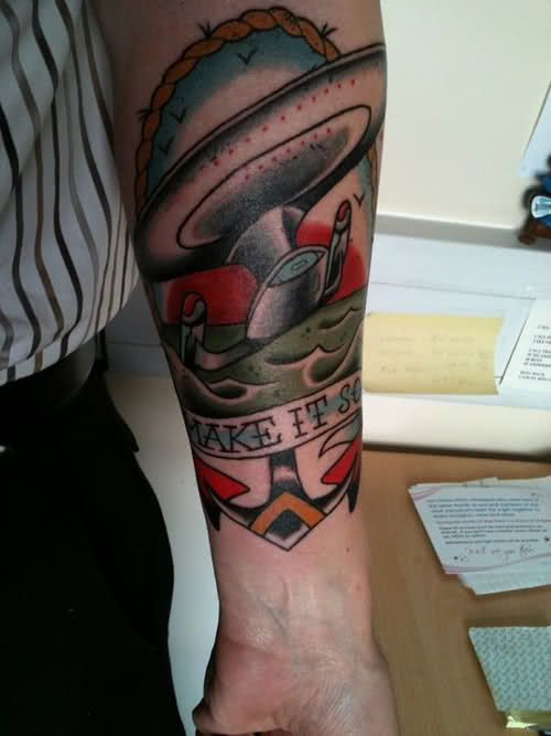 Old School Star Trek Tattoo On Arm Sleeve