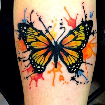 Paint Splash Colorful Butterfly Tattoo