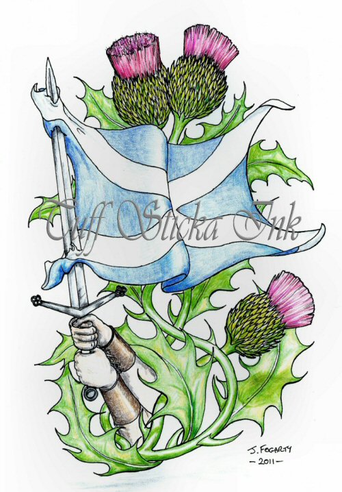 Patriot Scottish Theme Tattoo Drawing