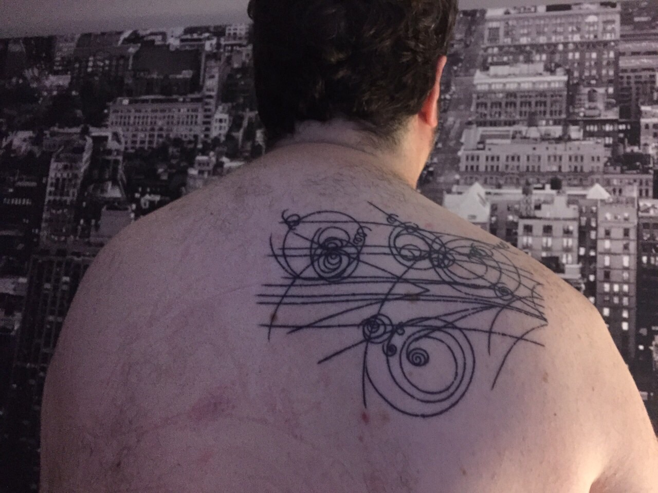 Physics Bubble Chamber Tattoo On Right Back Shoulder