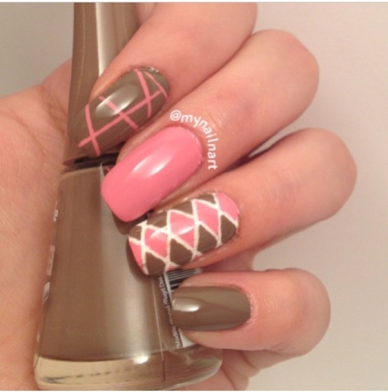 Pink And Brown Nail Art
