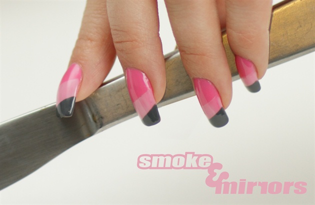 Pink And Gray Color Blocks Nail Art