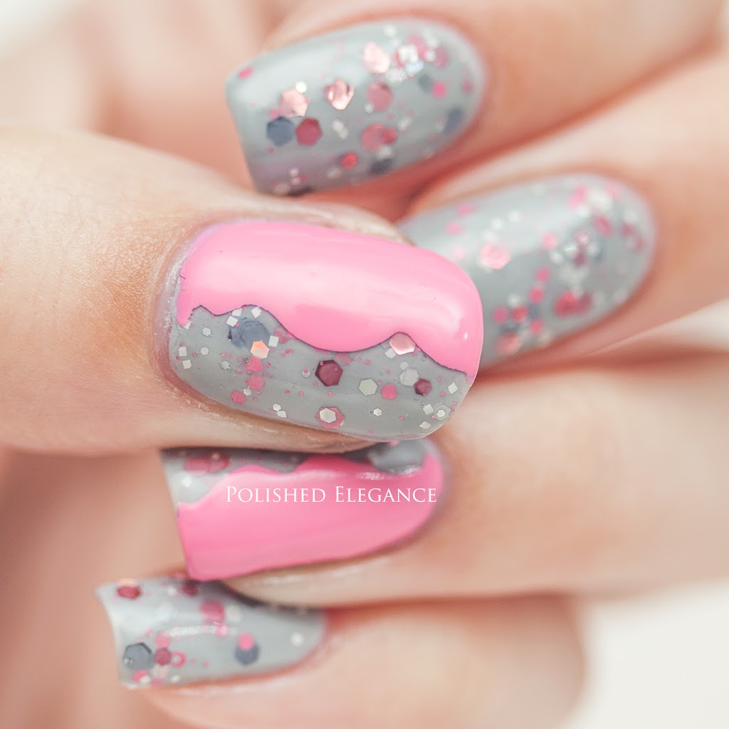 Pink And Gray Nail Art Design Idea
