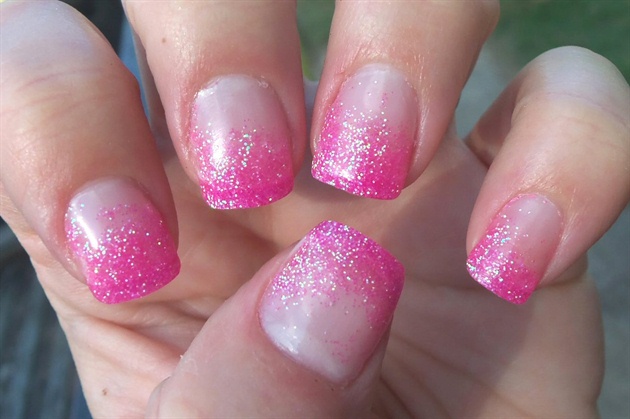 Pink Glitter Gradient Nail Art Design Idea