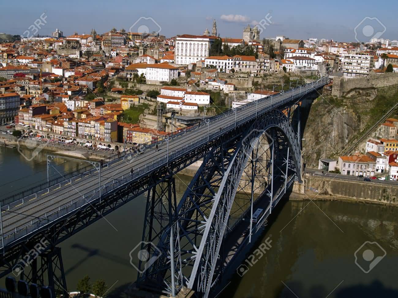 Porto Old Town And Dom Luis Bridge Aerial View