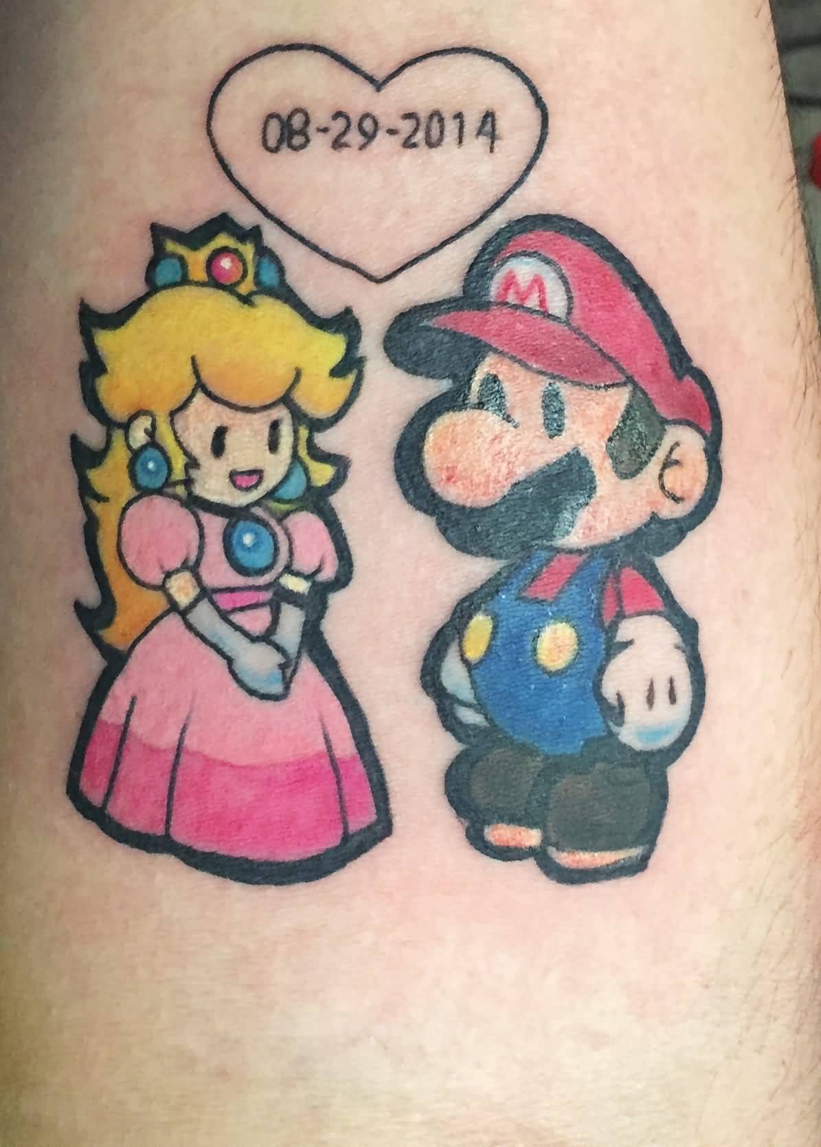 Princess And Mario Memorial Tattoo