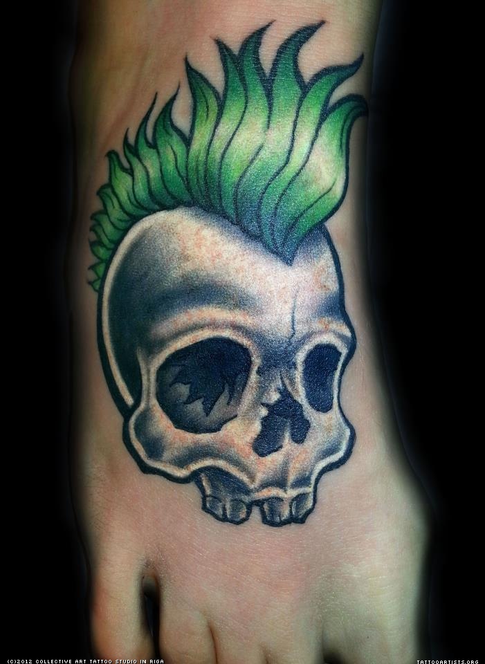 Punk Skull Foot Tattoo