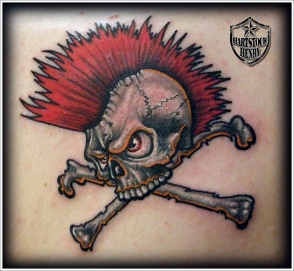 Punk Skull With Bones Tattoo