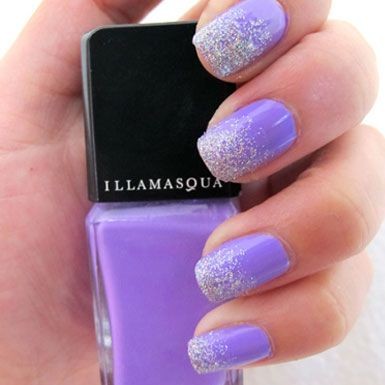 Purple And Glitter Gradient Nail Art