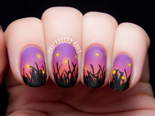 Purple And Pink Matte Gradient Nail Art