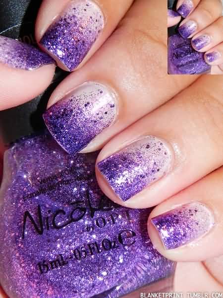 Purple And White Gradient Nail Art Design Idea