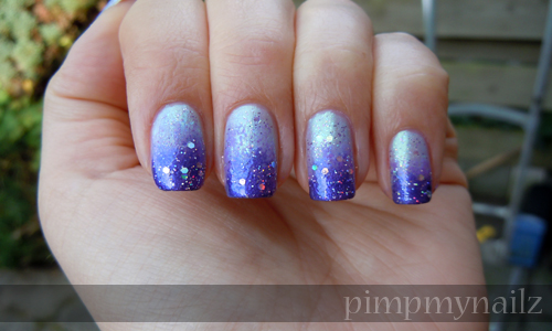 Purple And White Gradient Nail Art
