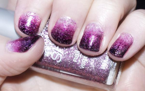 Purple Glitter Gradient Nail Art