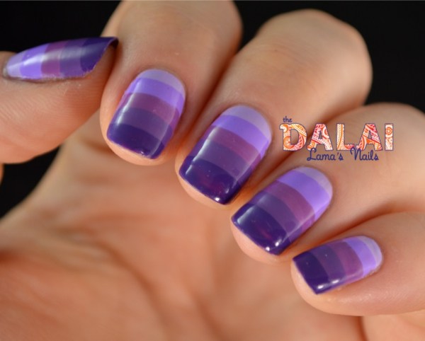 Purple Striped Gradient Nail Art