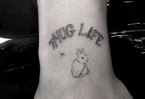 Rabbit Thug Life Tattoo On Wrist