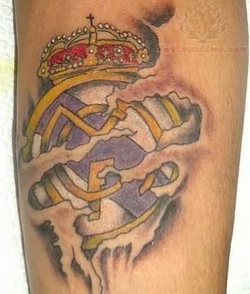 Real Madrid Logo Ripped Skin Tattoo