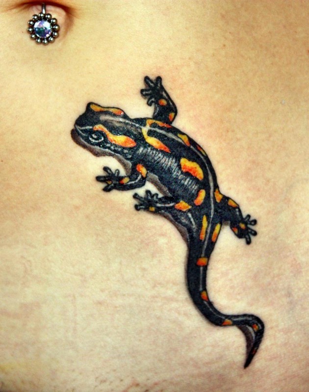Realistic Fire Salamander Tattoo