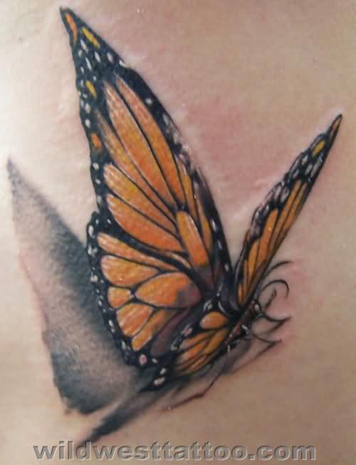 Realistic Monarch Butterfly Tattoo By WildWesttattoo