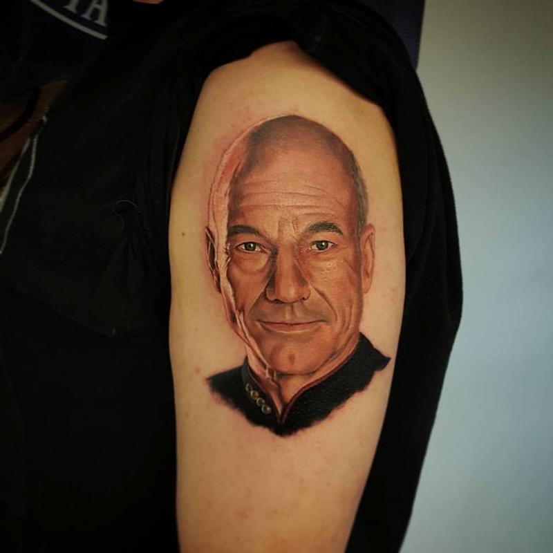 Realistic Star Trek Picard Tattoo By Ravi Lassi
