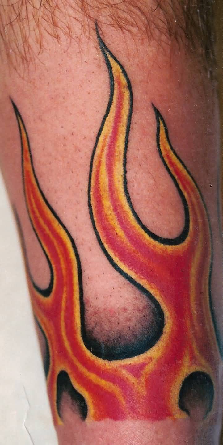 Red And Yellow Flame Tattoo