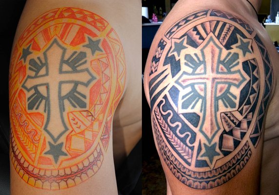 Religious Filipino Tattoo On Right Shoulder