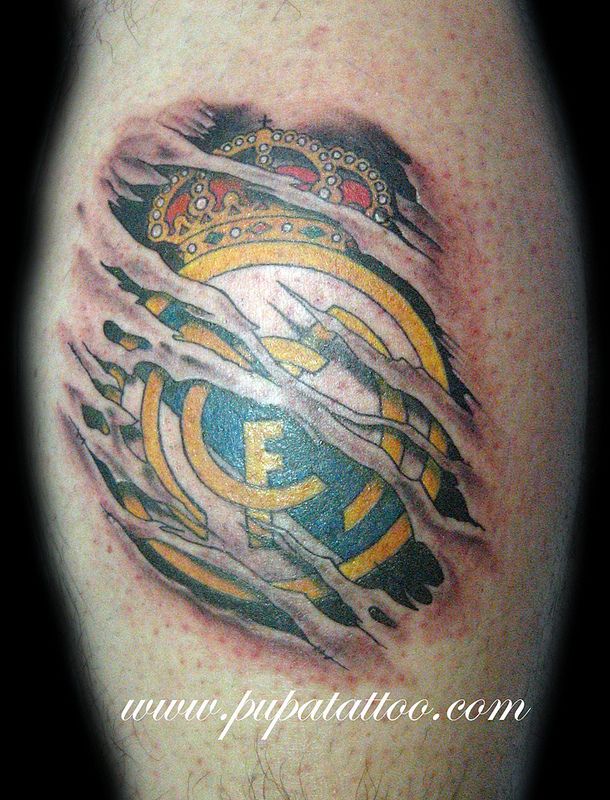 Ripped Skin Real Madrid Logo Tattoo