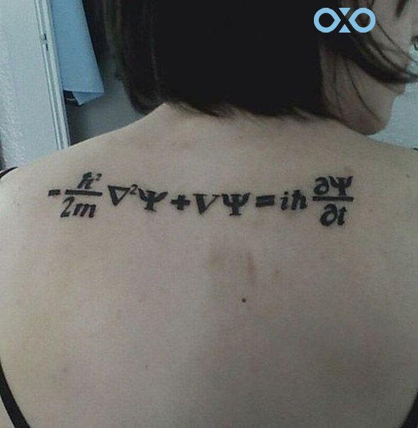 Schrodinger Equation Physics Tattoo On Upper Back