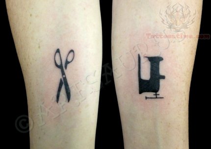 Scissor And Sewing Tattoos On Arm Sleeve