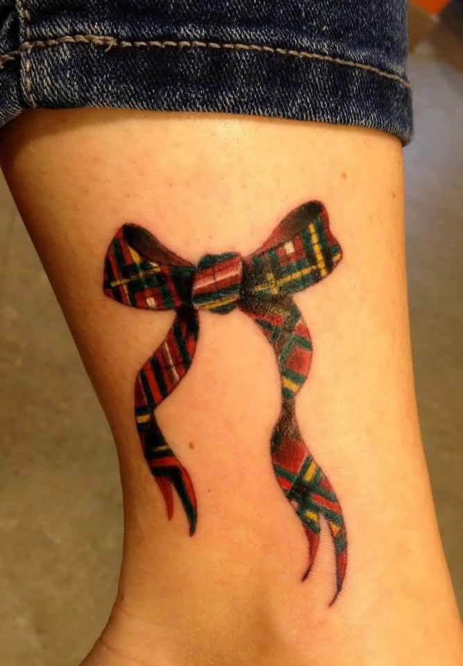 Scottish Bow Knot Tattoo On Ankle