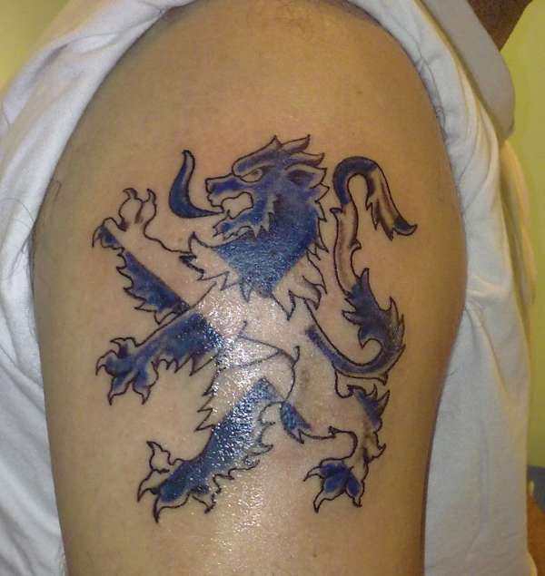 Scottish Lion Symbol Tattoo On Right Shoulder