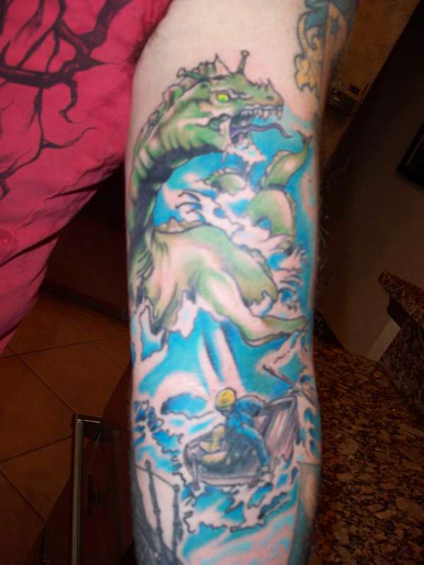 Scottish Monster Colorful Tattoo On Arm