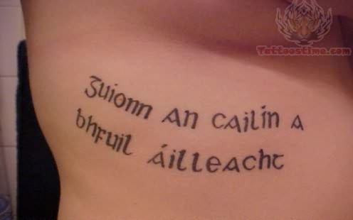 Scottish Script Tattoo On Side Rib