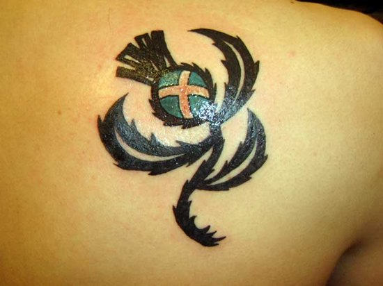 Scottish Thistle Tattoo On Back