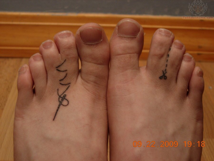 Sewing Foot Fingers Tattoos