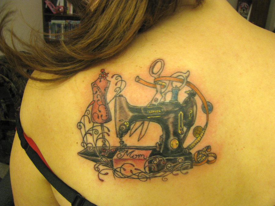 Sewing Machine Tattoo On Left Back Shoulder By Tattoosbyjon