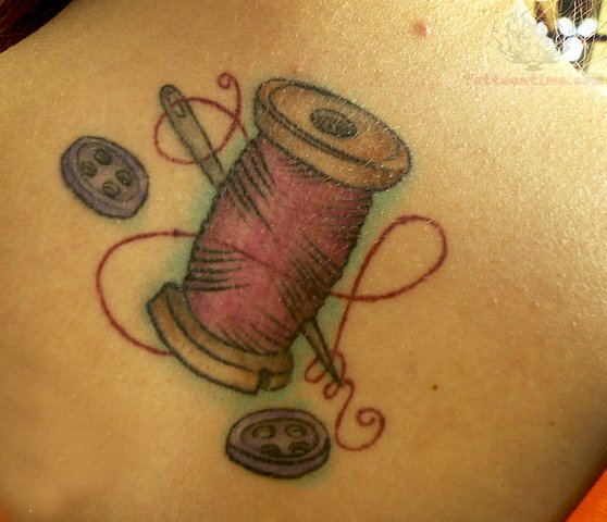 Sewing Tattoo On Upper Back