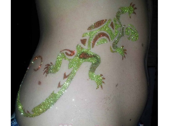 Shinning Glitter Salamander Tattoo