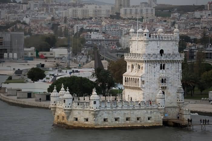 Side Aerial View Of Belem Tower