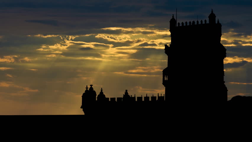 Silhouette View Of Belem Tower During Sunset