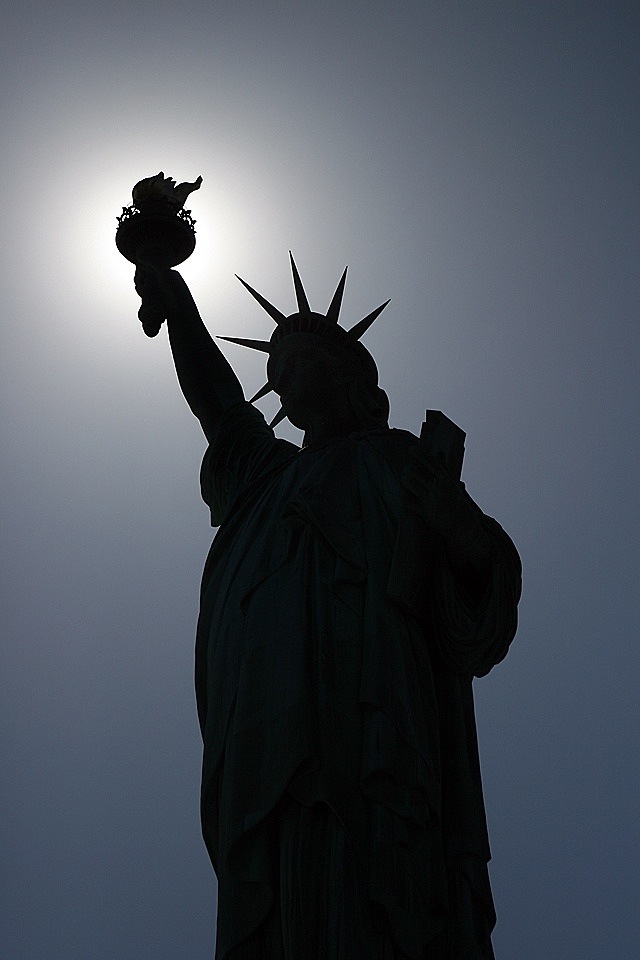 Silhouette View Of Statue Of Liberty