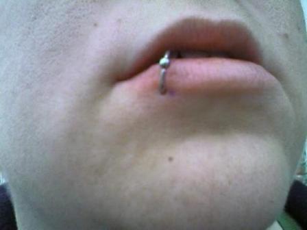 Silver Bead Ring Side Labret Piercing