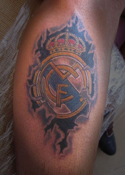Simple Ripped Skin Real Madrid Logo Tattoo
