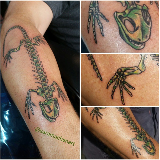 Skeleton Salamander Tattoo On Arm